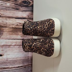 Naturalizer Women's Celeste High Top Leather Sneakers Brown Cheetah Size 8W